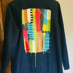 Hand-painted lightweight denim blazer
